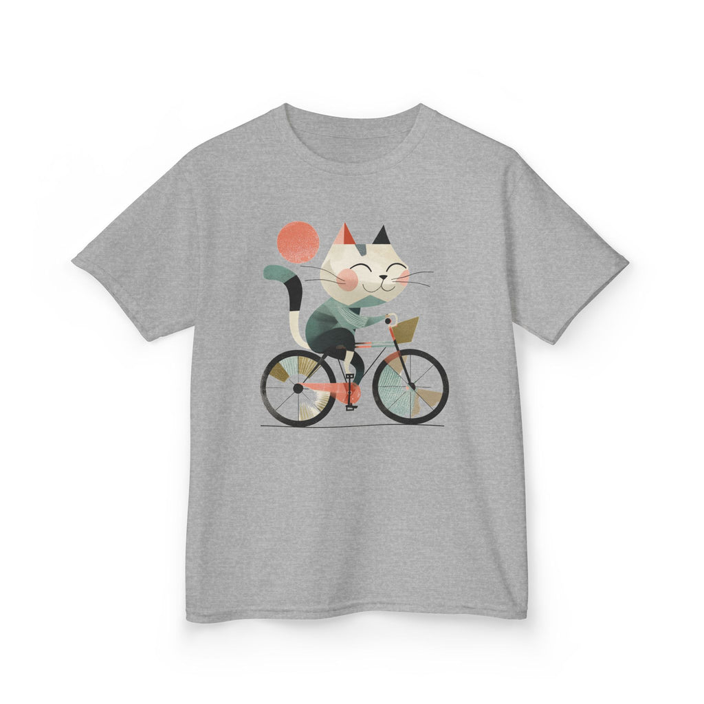 Cute Cat Riding Bike Kids Tee